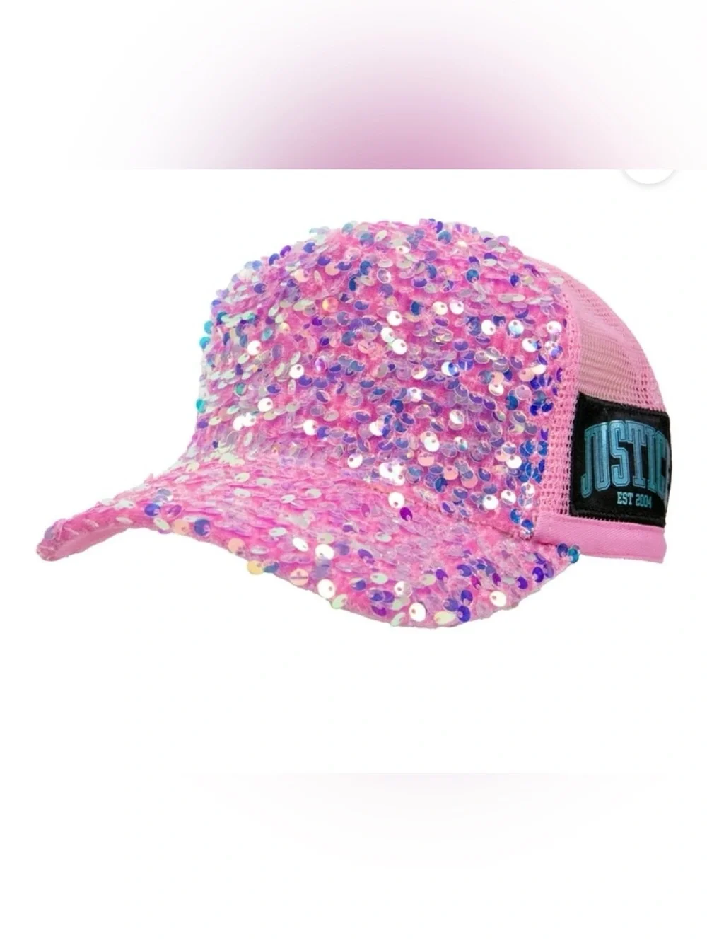 Justice Girl's Velvet Sequins Baseball Hat, Pink